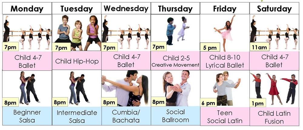 Horario de clases de baile en grupo