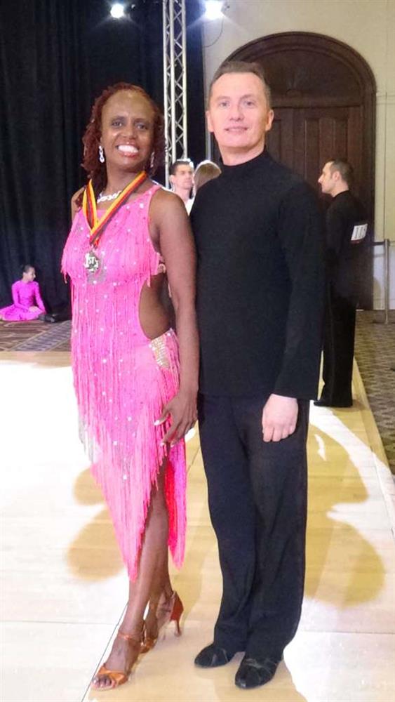 Dancers with medals at DanceSport competition