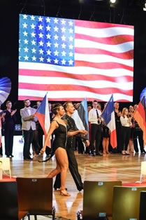 Denis Kojinov and Jeanette Chevalier at World Championships representing USA