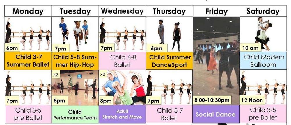 Group dance class schedule Summer 2022 Houston and Sugar Land