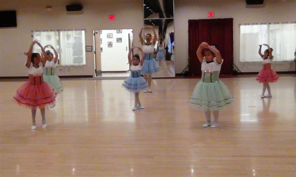 Child 5-7 Beginner Ballet Class (Wednesdays 7pm): Audrey, Allison, Gisselle, Julia, Abigail, and Ms. Jeanette. “The Rose”