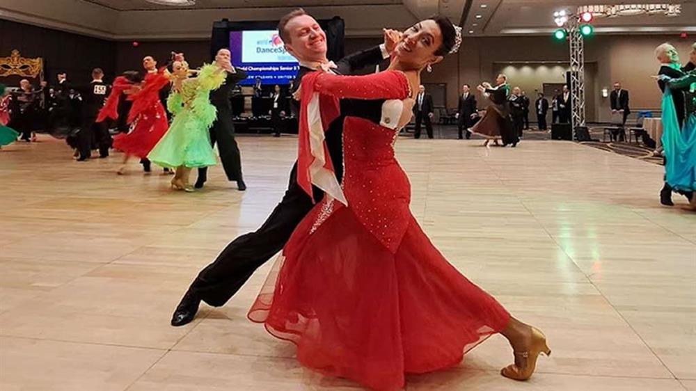 Denis Kojinov and Jeanette Chevalier dance Standard portion of ten dance competition